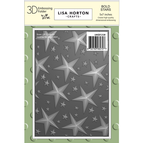 Lisa Horton Crafts Bold Stars 5x7 Inch 3D Embossing Folder (LHCEF258)