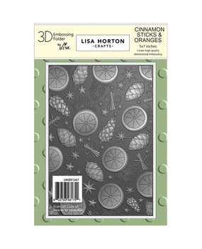 Lisa Horton Crafts Cinnamon Sticks and Oranges 5x7 Inch 3D Embossing Folder (LHCEF247)