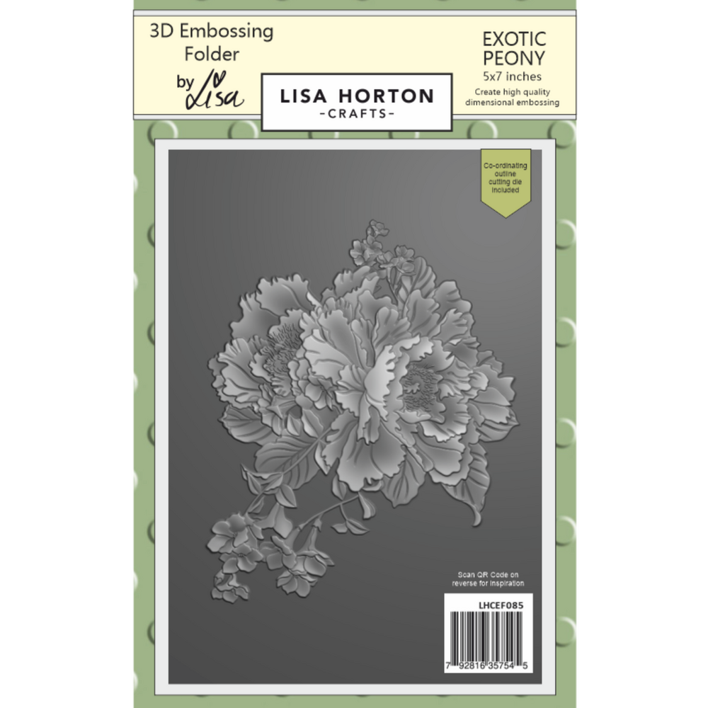 Lisa Horton Crafts Exotic Peony 5x7 Inch 3D Embossing Folder with Die (LHCEF085)