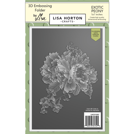 Lisa Horton Crafts Exotic Peony 5x7 Inch 3D Embossing Folder with Die (LHCEF085)
