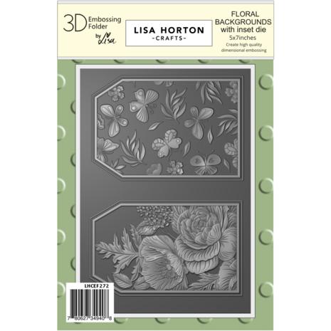 Lisa Horton Crafts Floral Backgrounds 5x7 Inch 3D Embossing Folder with Integrated Die (LHCEF272)
