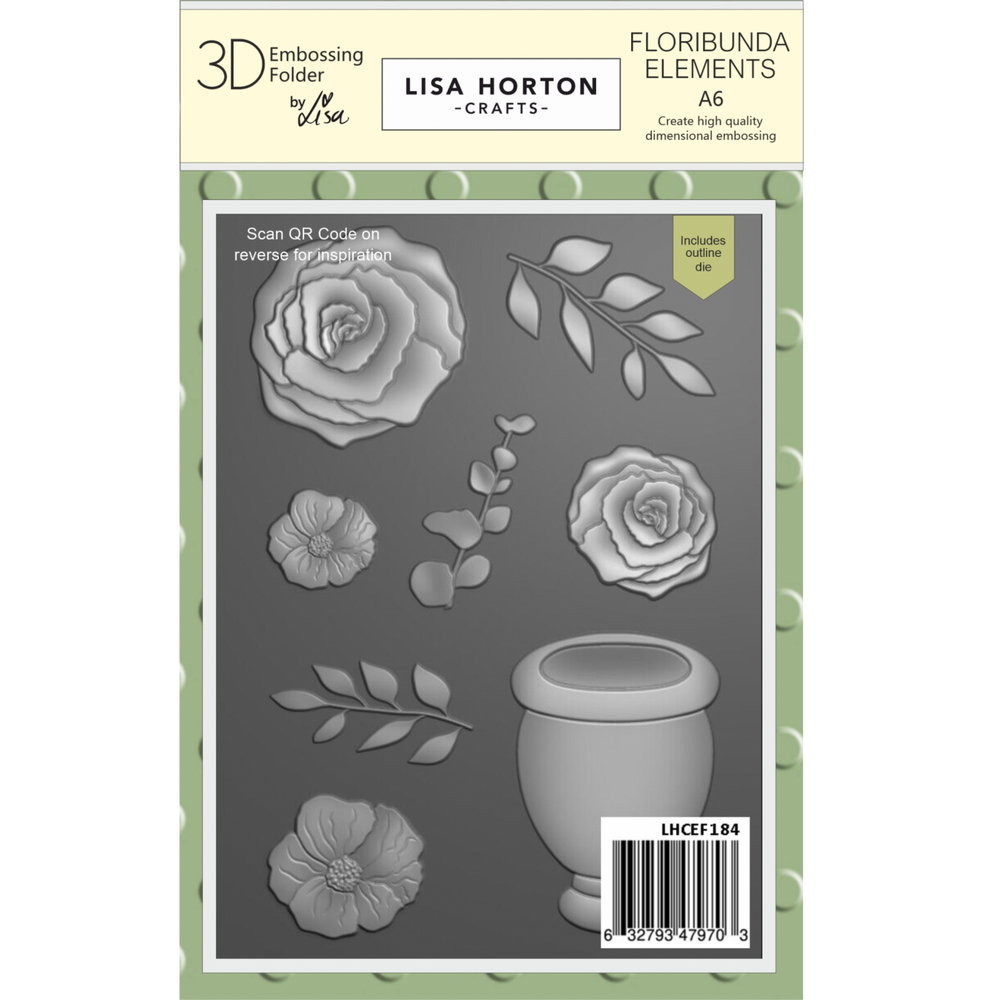 Lisa Horton Crafts Floribunda Elements A6 3D Embossing Folder with Die (LHCEF184)