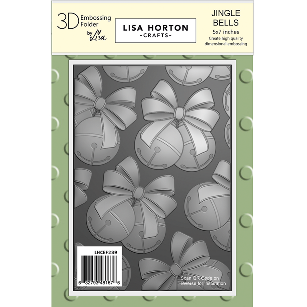 Lisa Horton Crafts Jingle Bells 5x7 Inch 3D Embossing Folder (LHCEF239)