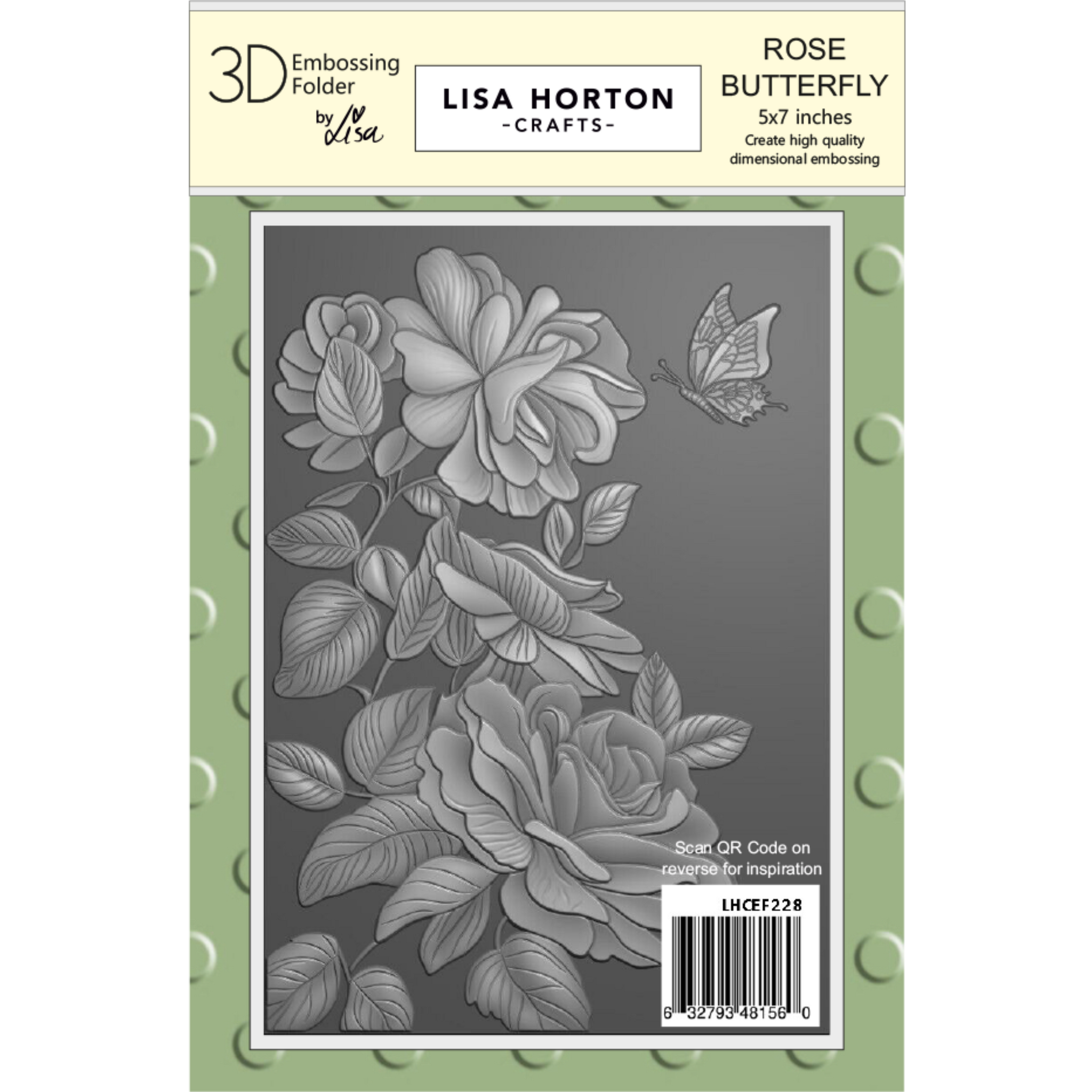 Rose Butterfly 5x7 Inch 3D Embossing Folder (LHCEF228) - Craftlines B.V.