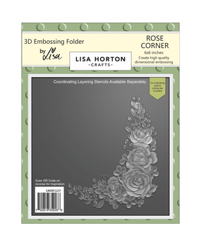 Lisa Horton Crafts Rose Corner 6x6 Inch 3D Embossing Folder with Die (LHCEF127)