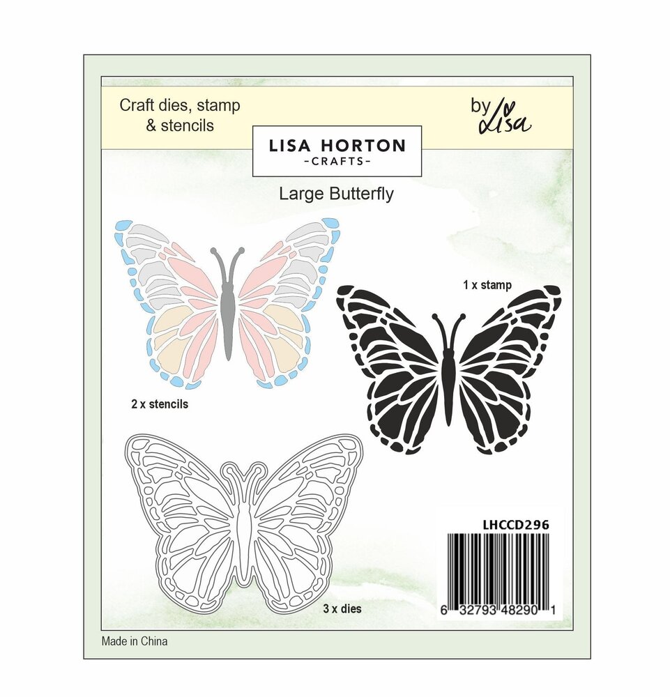 Lisa Horton Crafts Large Butterfly Die, Stencil and Stamp Companion Set (LHCCD296)