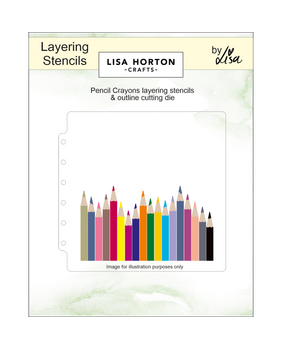 Lisa Horton Crafts Pencil Crayons 6x6 Inch Layering Stencils and Die (LHCAS207)