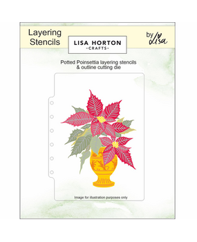 Lisa Horton Crafts Potted Poinsettia 5x7 Inch Layering Stencils with Die (LHCAS200)