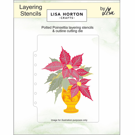 Lisa Horton Crafts Potted Poinsettia 5x7 Inch Layering Stencils with Die (LHCAS200)