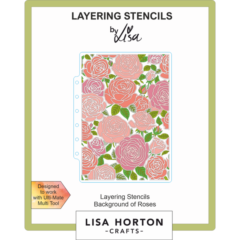 Lisa Horton Crafts Background of Roses 5x7 Inch Layering Stencils (LHCAS187)