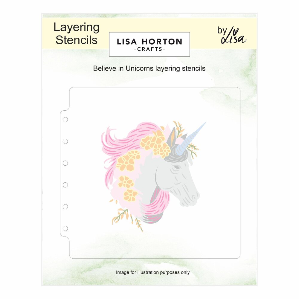 Lisa Horton Crafts Believe In Unicorns 6x6 Inch Layering Stencils (LHCAS237)