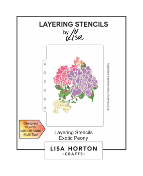 Lisa Horton Crafts Exotic Peony 5x7 Inch Layering Stencils (LHCAS062)