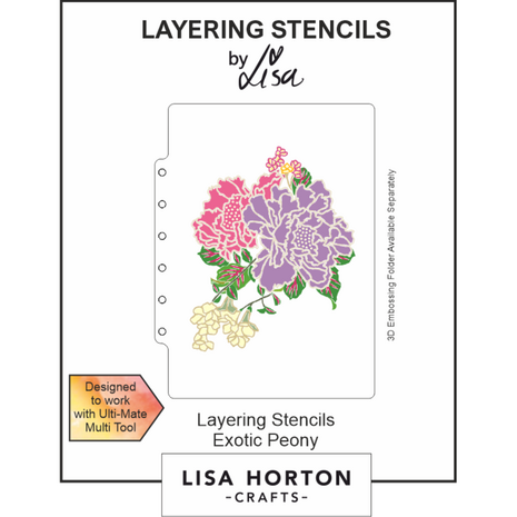 Lisa Horton Crafts Exotic Peony 5x7 Inch Layering Stencils (LHCAS062)