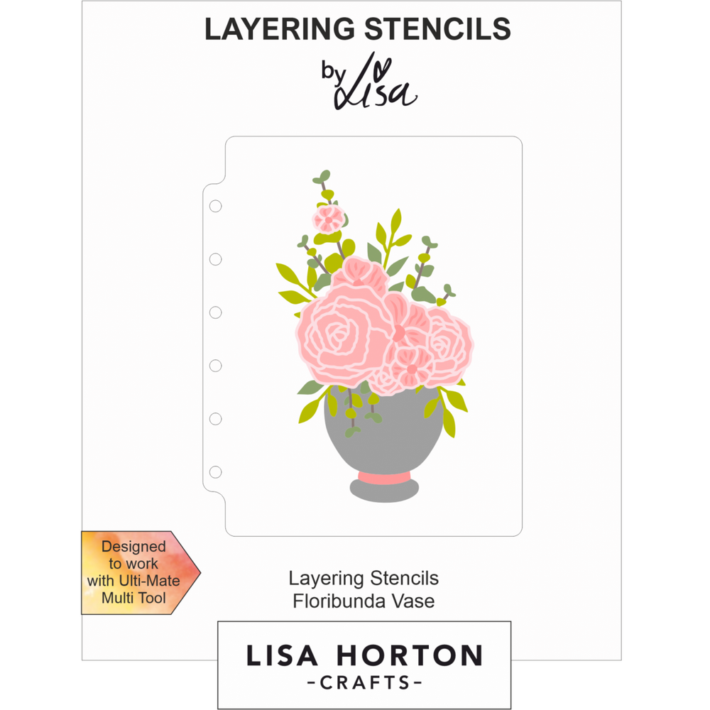 Lisa Horton Crafts Floribunda Vase A6 Layering Stencils (LHCAS156)