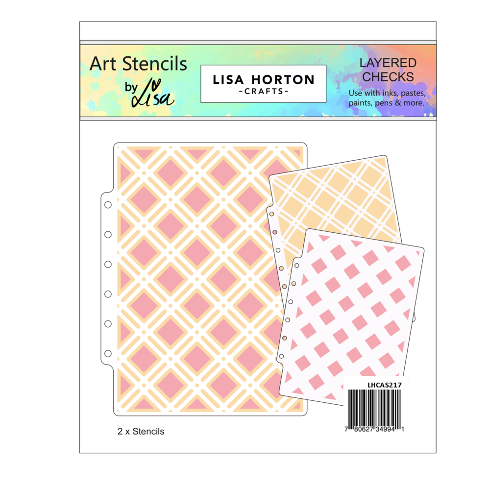 Lisa Horton Crafts Layered Checks Layering Stencils (LHCAS217)