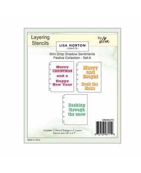 Lisa Horton Crafts Mini Drop Shadow Sentiments Festive Collection Set A Layering Stencil (LHCAS173)