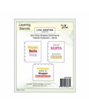Lisa Horton Crafts Mini Drop Shadow Sentiments Festive Collection Set B Layering Stencil (LHCAS208)