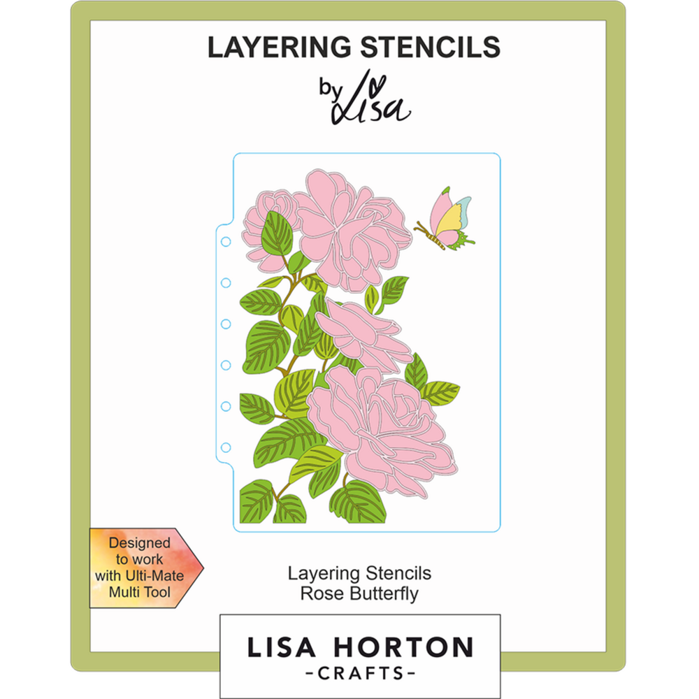 Lisa Horton Crafts Rose Butterfly 5x7 Inch Layering Stencils (LHCAS189)