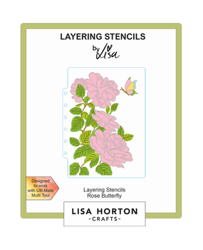 Lisa Horton Crafts Rose Butterfly 5x7 Inch Layering Stencils (LHCAS189)