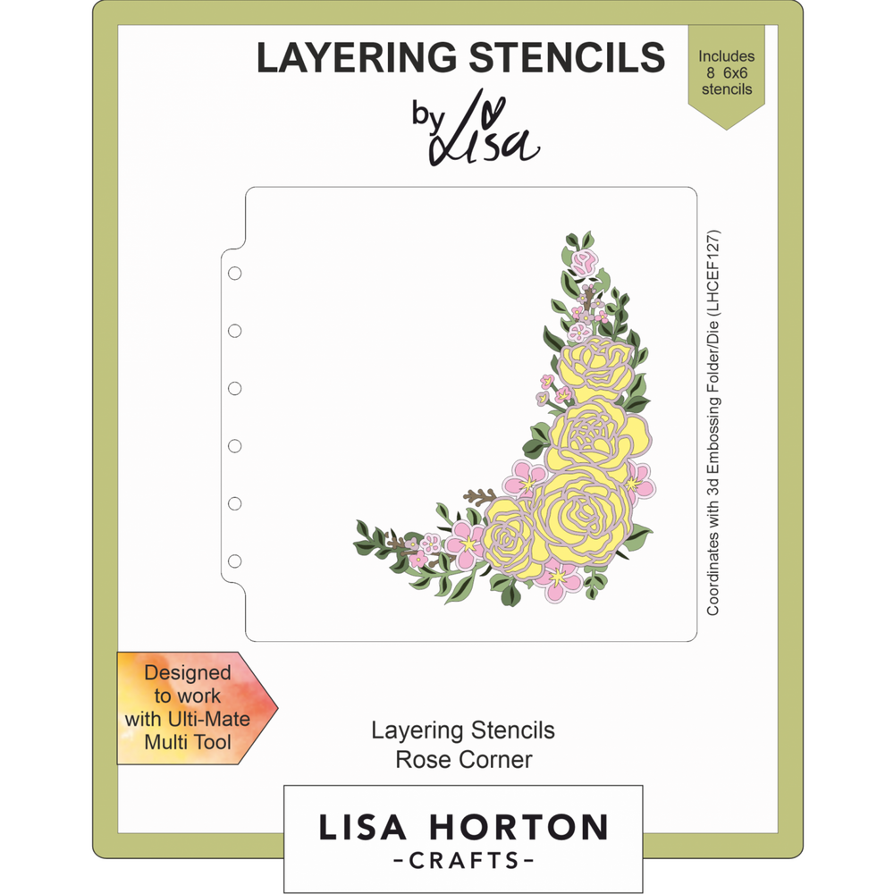 Lisa Horton Crafts Rose Corner 6x6 Inch Layering Stencils (LHCAS102)