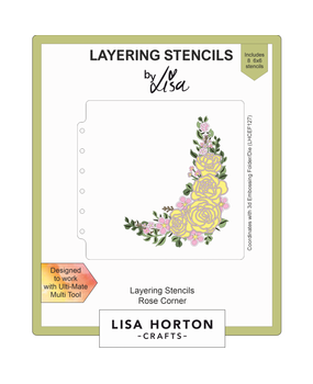 Lisa Horton Crafts Rose Corner 6x6 Inch Layering Stencils (LHCAS102)