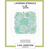 Lisa Horton Crafts Waves and Bubbles 6x6 Inch Layering Stencils (LHCAS155)