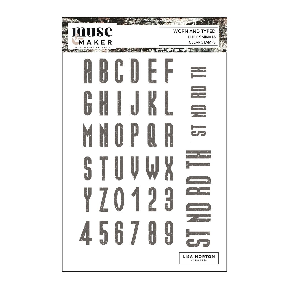 Lisa Horton Crafts Muse & Maker A5 Clear Stamp Set Worn and Typed (LHCCSMM016)