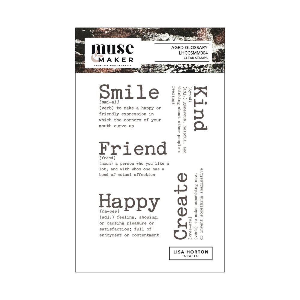Lisa Horton Crafts Muse & Maker A6 Clear Stamp Set Aged Glossary (LHCCSMM004)