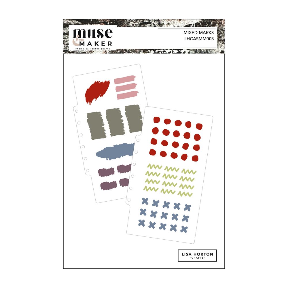 Lisa Horton Crafts Muse & Maker Art Stencils 4.5x8 Inch Mixed Marks (LHCASMM003)