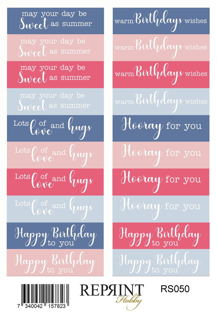 Reprint Summer Garden 10x16cm Stickers Text (RS050)