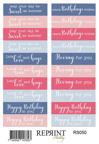 Reprint Summer Garden 10x16cm Stickers Text (RS050)