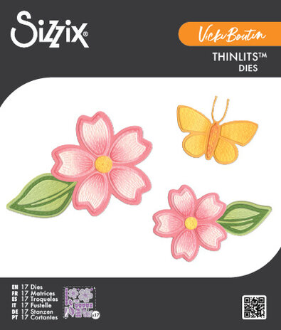 Sizzix Thinlits Die Set Stitched Floral (17pcs) by Vicki Boutin (667164)
