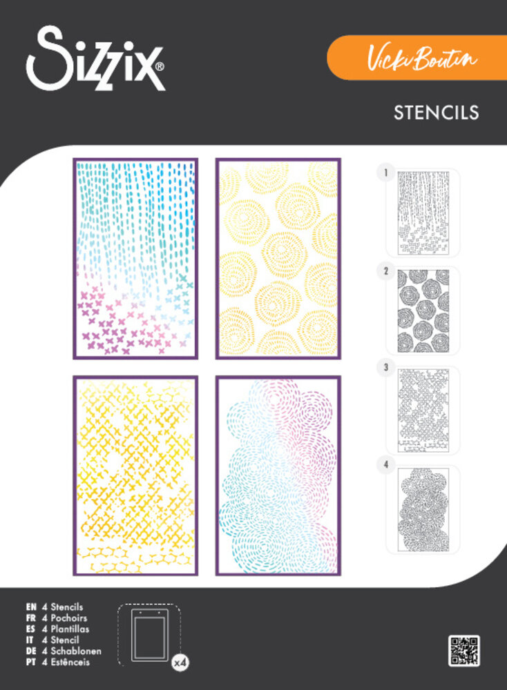 Sizzix A5 Stencil Stitched Florals (4pcs) by Vicki Boutin (667162)