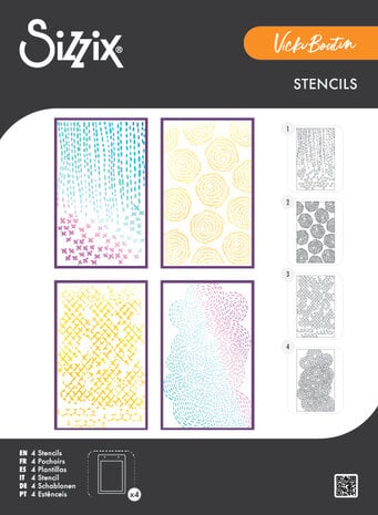 Sizzix A5 Stencil Stitched Florals (4pcs) by Vicki Boutin (667162)