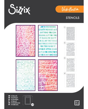 Sizzix A5 Stencil Words and Numbers (4pcs) by Vicki Boutin (667161)