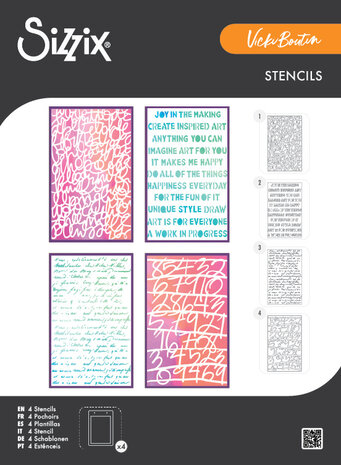 Sizzix A5 Stencil Words and Numbers (4pcs) by Vicki Boutin (667161)