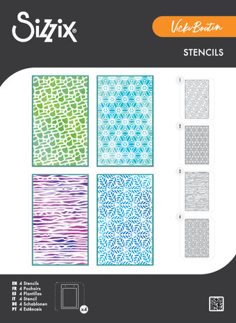 Sizzix A6 Stencil Background Textures (4pcs) by Vicki Boutin (667083)