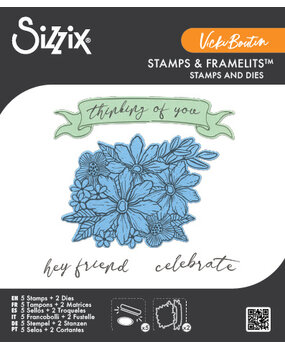 Sizzix Clear Stamps Set w/Framelits Die Floral Bouquet (5+2pcs) by Vicki Boutin (667082)