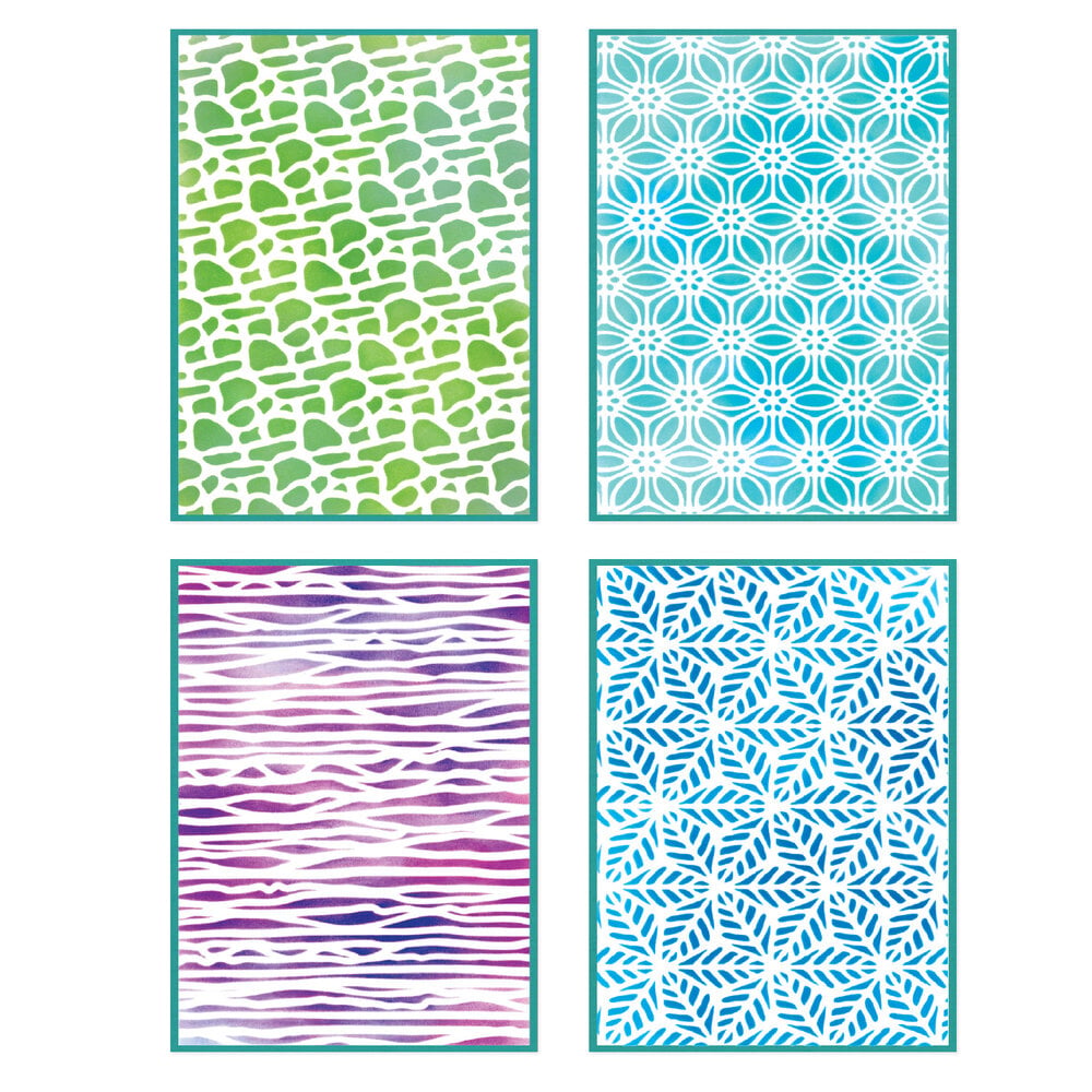Sizzix A6 Stencil Background Textures (4pcs) by Vicki Boutin (667083)
