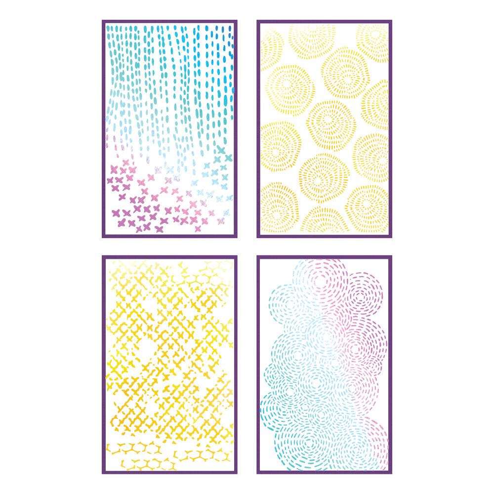 Sizzix A5 Stencil Stitched Florals (4pcs) by Vicki Boutin (667162)