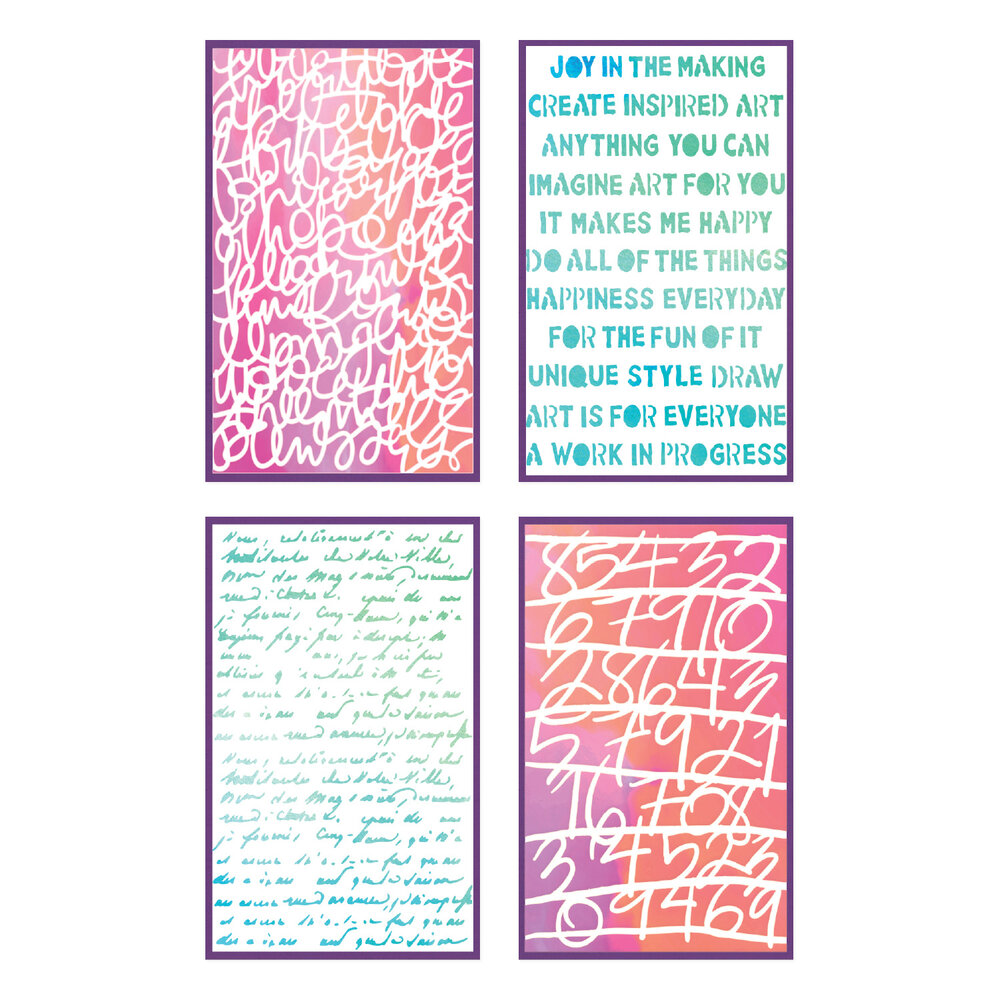 Sizzix A5 Stencil Words and Numbers (4pcs) by Vicki Boutin (667161)