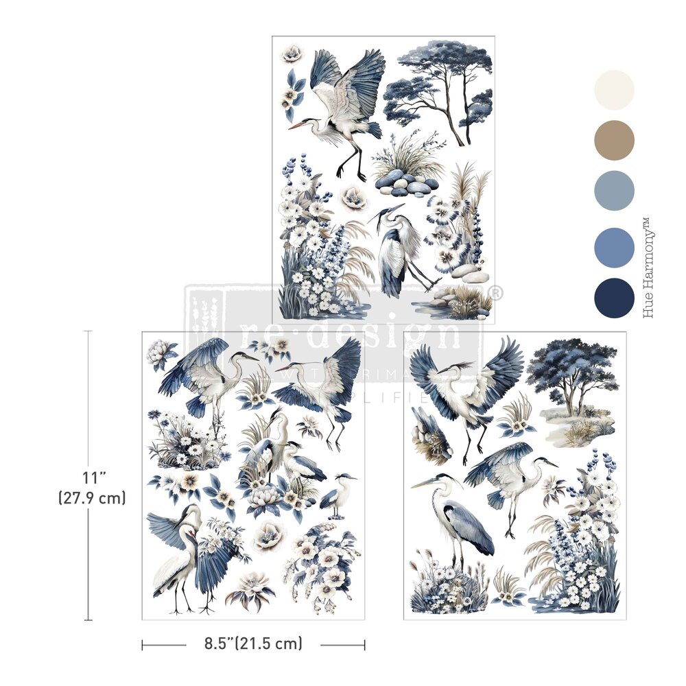 Re-Design with Prima Silver Heron 8,5x11 Inch Middy Transfers (3pcs) (682804)