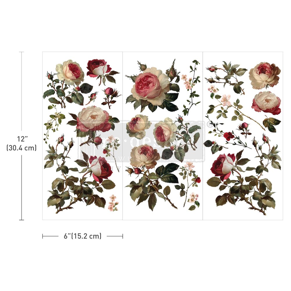 Re-Design with Prima Midnight Rose 6x12 Inch Small Transfers (3pcs) (679941)