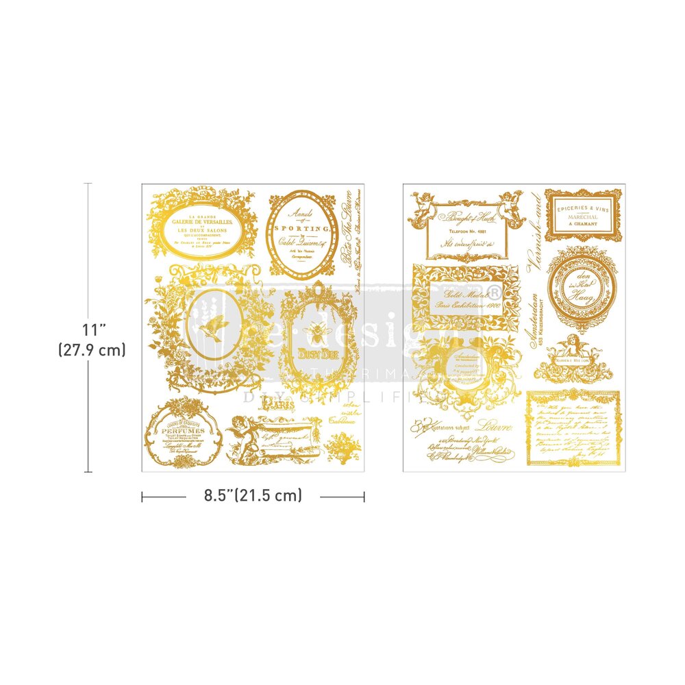 Re-Design with Prima Fleur De Minuit 8,5x11 Inch H2O Transfers Gold (2pcs) (682781)