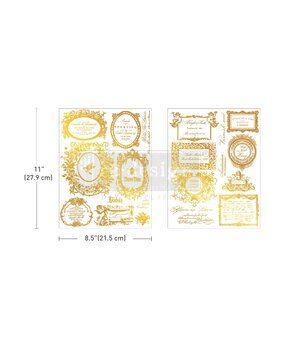 Re-Design with Prima Fleur De Minuit 8,5x11 Inch H2O Transfers Gold (2pcs) (682781)