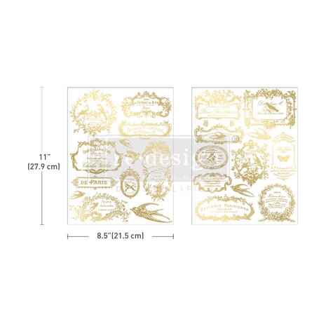 Re-Design with Prima Chant Du Matin 8,5x11 Inch H2O Transfers Gold (2pcs) (682774)