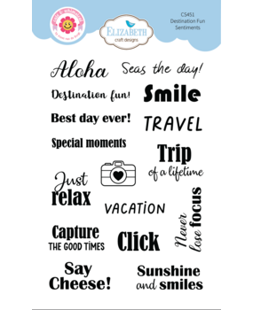 Elizabeth Craft Designs Destination Fun Stamp Sentiments by Cute & Whimsical (CS451)