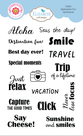 Elizabeth Craft Designs Destination Fun Stamp Sentiments by Cute & Whimsical (CS451)