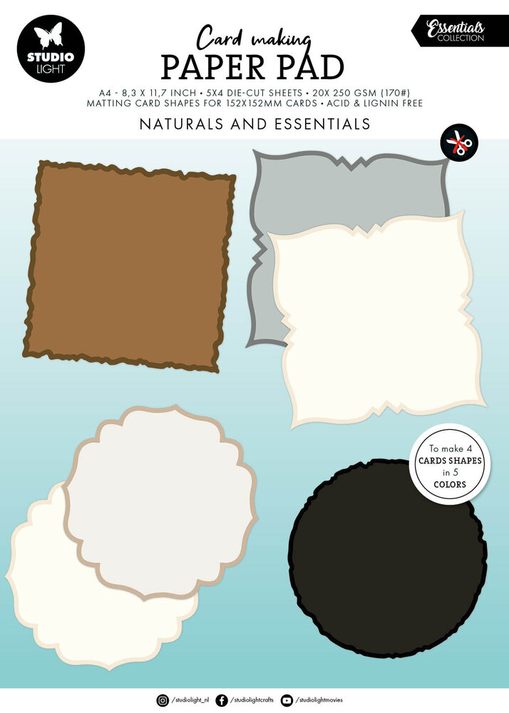 Studio Light Naturals and Essentials Card Shapes for 152x152mm Cards Essentials Card Making Pad (SL-ES-CMP33)