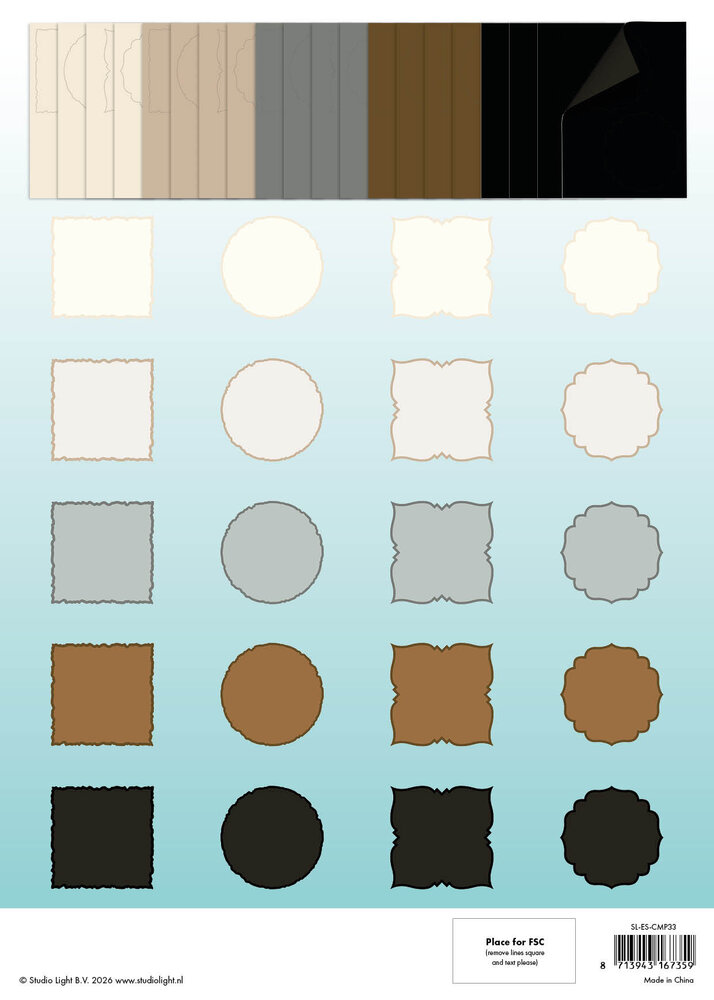 Studio Light Naturals and Essentials Card Shapes for 152x152mm Cards Essentials Card Making Pad (SL-ES-CMP33)